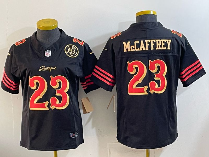 Youth 2026 San Francisco 49ers #23 Mccaffrey Black gold Nike Limited NFL Jersey style 04